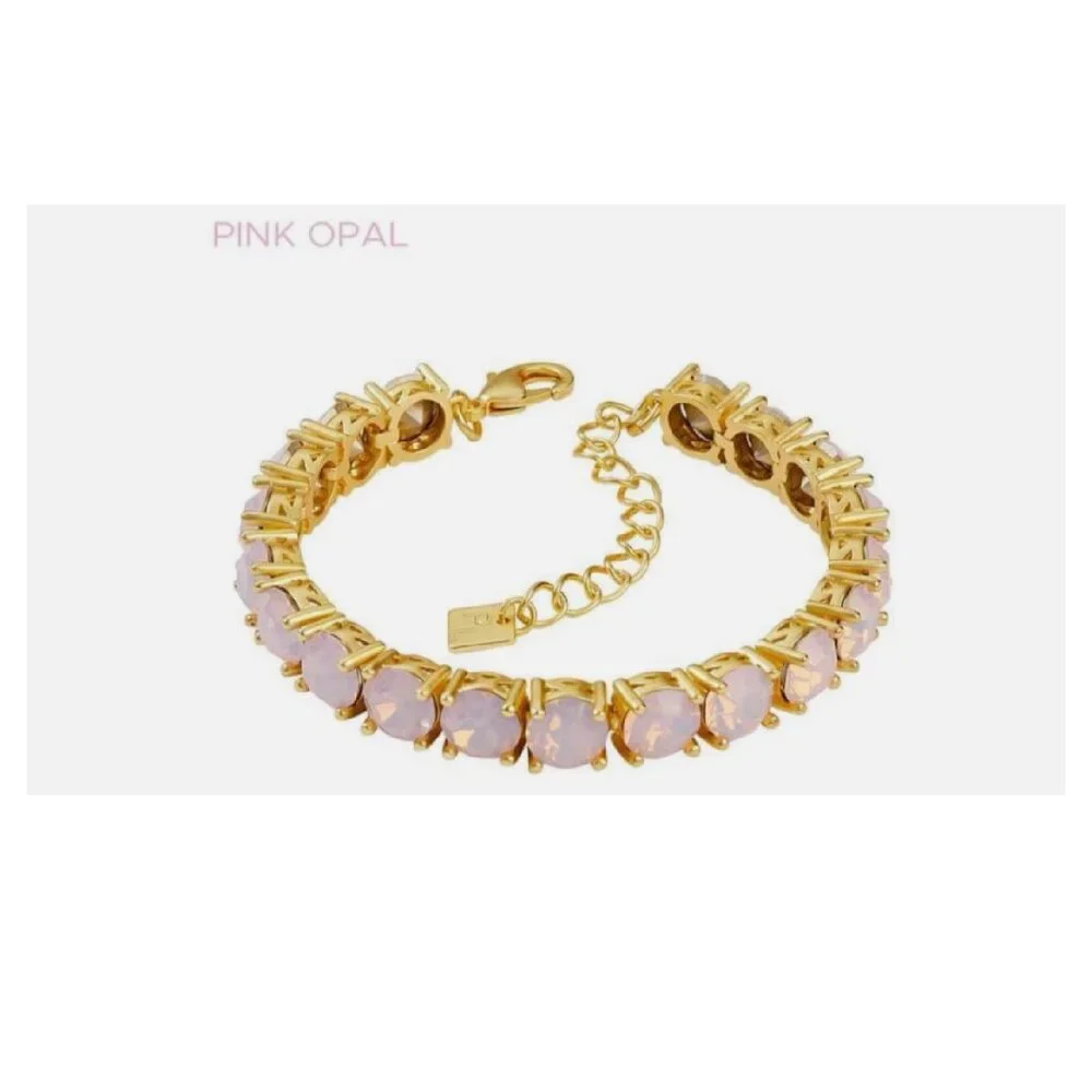 NWT Park Lane Pink Opal Impression Tennis Bracelet in Matte Gold - Picture 3 of 3
